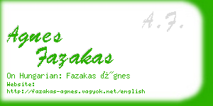 agnes fazakas business card